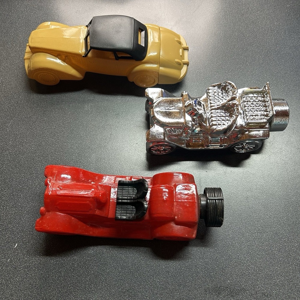 3 vintage Avon glass Car decanter bottles designed for aftershave or cologne